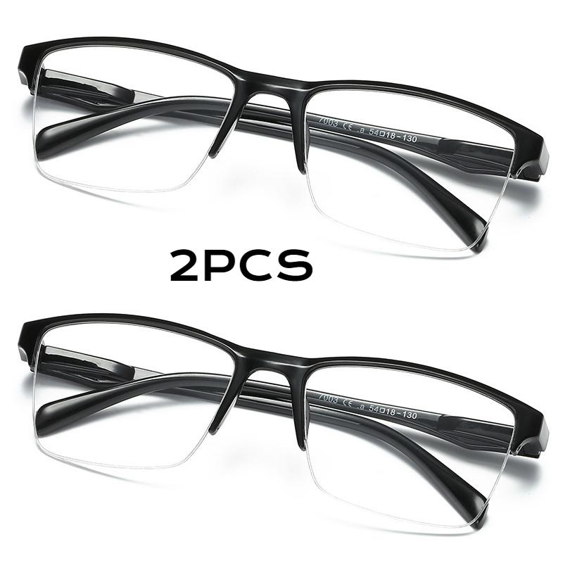 

2Pcs Square Reading Glasses Ultralight Half Frame Presbyopic Eyeglasses Men Women 0.75 1 1.25 1.5 1.75 2 2.25 2.5 2.75 3.0 +1.25