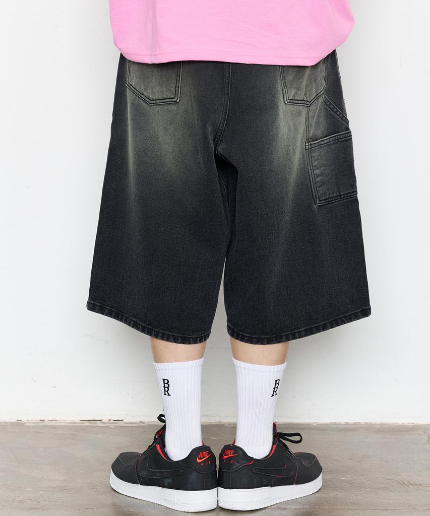 Bieseulaebis Carpenter Loose Fit Denim Shorts Vintage Black
