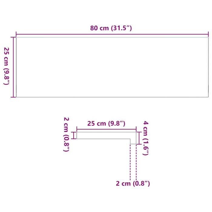 VidaXL Appuis de fenêtre 2 pcs non traité 80x25x2 cm bois chêne massif 4009102