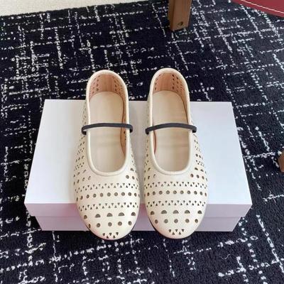 French Hollow Hole Shoes Elastic Word Belt Mary Jane Women's Shoes Flat Casual Temperament Single Shoes