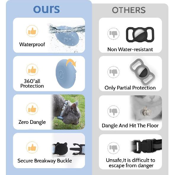 Waterproof airtag cat Collar with Bell,Breakaway Kitten Collar with Bow tie,Cute cat Collar airtag Holder Compatible with Apple air tag GPS Tracker