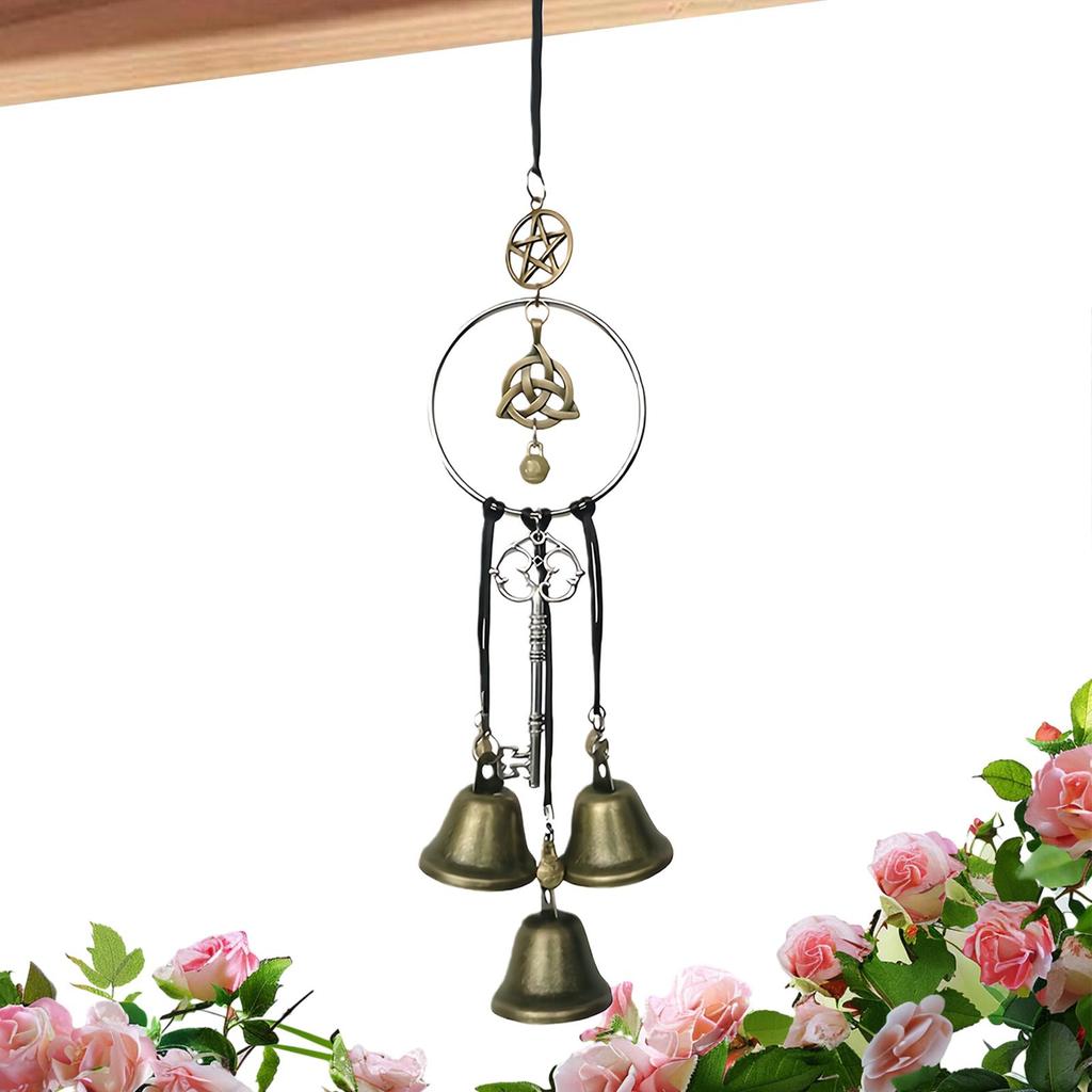Iron Witch Bell Vintage Wind Chimes Ornament Door Protection Hanging Witch Bell For Christmas Porch Wall Office Home Tree