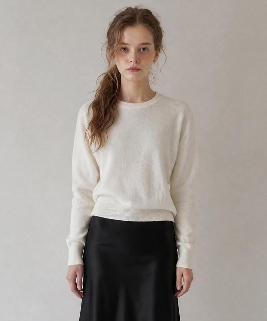 STAY WITH ME Wool Blend Crewneck Knit_Ivory