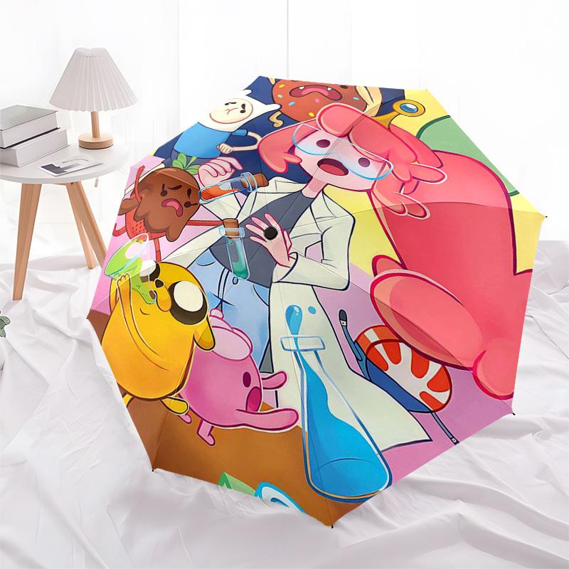 1pc Adventure Time Outdoor Umbrella - Automatic Opening/Closing, Portable 3-Fold Design with Iron Frame - Perfect Gift for Fans, Travelers, Daily Use.