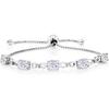 Gem Stone King 3-6 Cttw Gemstone Birthstone and Accent Lab Grown Diamond Tennis Bracelet For Women | 925 Sterling Silver | 7X5MM Oval | Adjustable