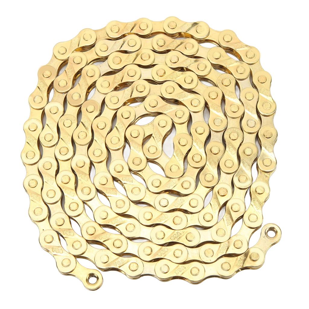 8 Speed Bike Chain 116 Links Mountain Road Bike Chain Bike Replacement Chain Gold Flatbed