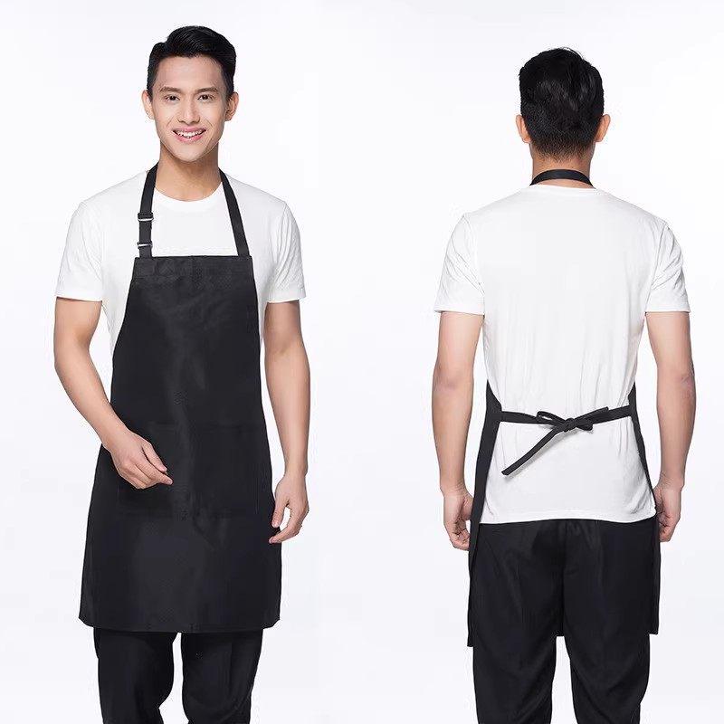 High-End Waterproof Oil-Proof Canvas Apron with Logo - Thickened, Wear-Resistant for Catering & Kitchen Use One Size