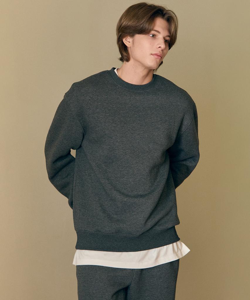 BASIC HOUSE Uni Layered Round Short Sleeve T-Shirt Standard Length White (+4Cm) Lats0114