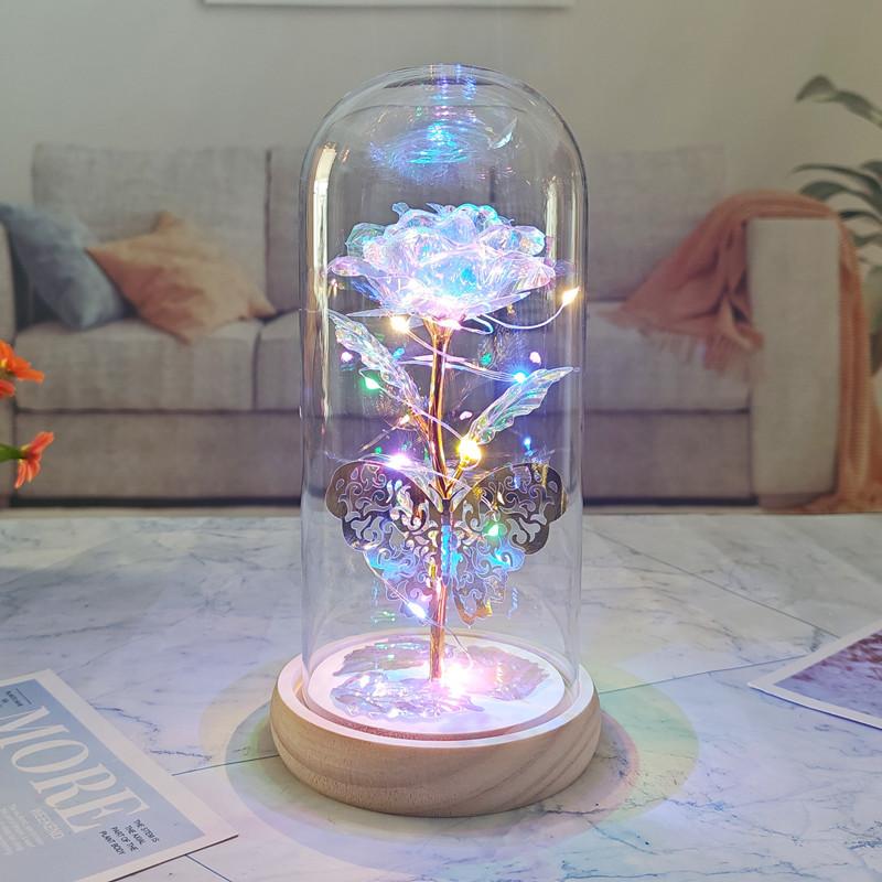 Glass cover gold foil rose ornament creative mother Valentine's Day gift simulation flower eternal flower Yiwu