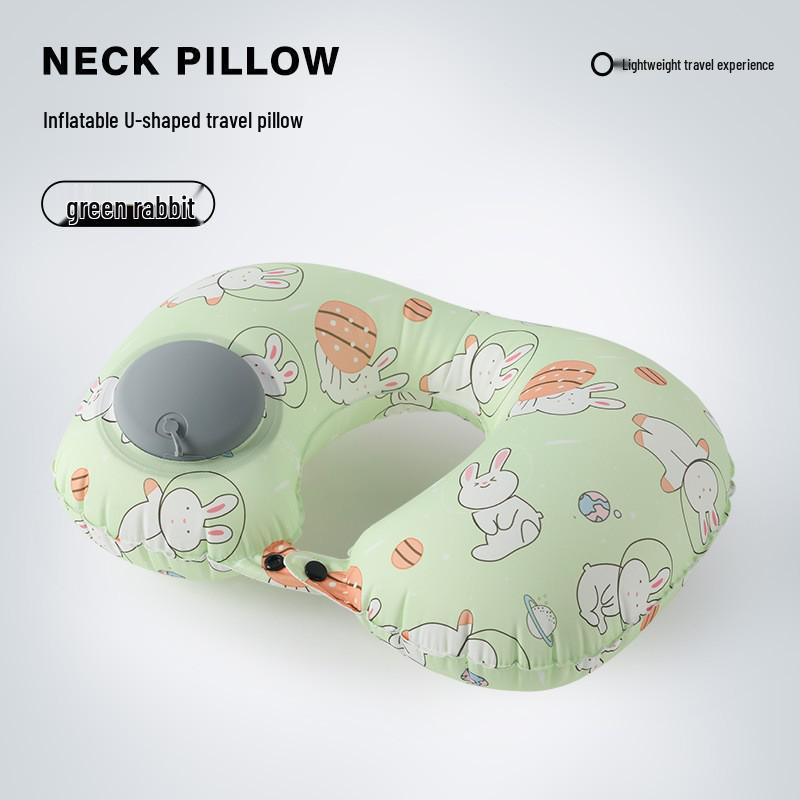 Compact Inflatable U-Shape Travel Pillow Neck Support - Press to Inflate, Portable & Storable TPU Airplane Pillow