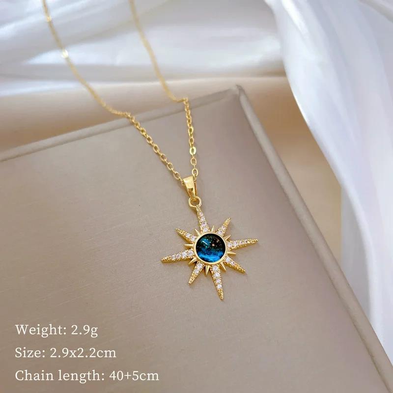Planet Saturn Titanium Steel Chain Necklace Women's Light Luxury Transparent Crystal Sweet Cool Clavicle Neck Chain Jewelry