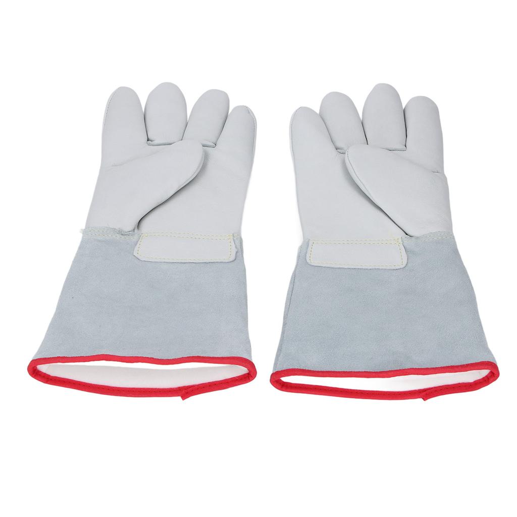 1 Pair 36cm Antifreeze Gloves Thickened Cowhide Low Temperature Protective Gloves for Liquid Nitroge