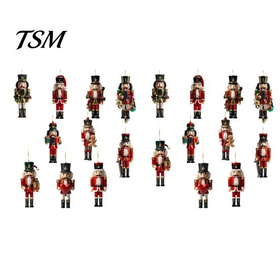 Vintage European Holiday Decor Christmas Nutcracker Ornaments, Durable Wooden Hanging Figurines, Country Style Rustic Tree Pendants Decorations,