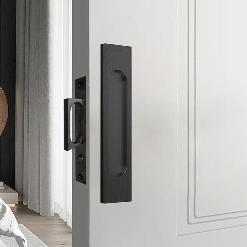 Recessed Finger Flush Pulls with Edge Pull, Sliding Barn Door Handle Hardware, for Cabinet, Pocket, Closet, Barn Door Handle Pulls (Gold,