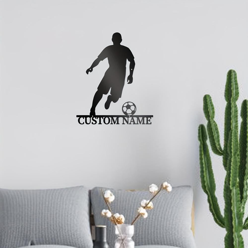 Metal Wall Art Soccer Player Silhouette Personalized Football Decor Indoor Outdoor Sign