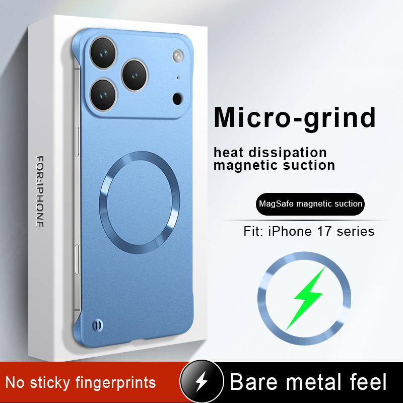 Frameless Ultra Thin Magnetic Case For iPhone 17 Air 16 15 14 Plus 13 12 Pro Max For Magsafe Solid Color Soft PC Back Cover