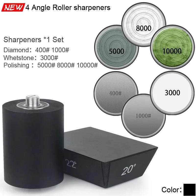 Professional Roller Knife Sharpener Black Wooden Roller Knife Sharpener Magnetic Quad 15/18/20/22° Kitchen Sharpening Tool Set