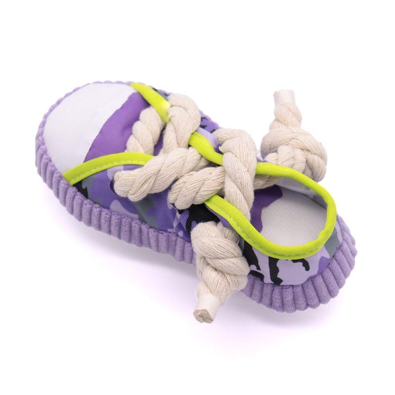 

Вокальные игрушки для собак, парусиновые туфли, прочные тапочки-узлы из веревки для чистки зубов, игрушки для питомцев, игрушки для собак для саморазвлечения и от скуки Purple shoe hem