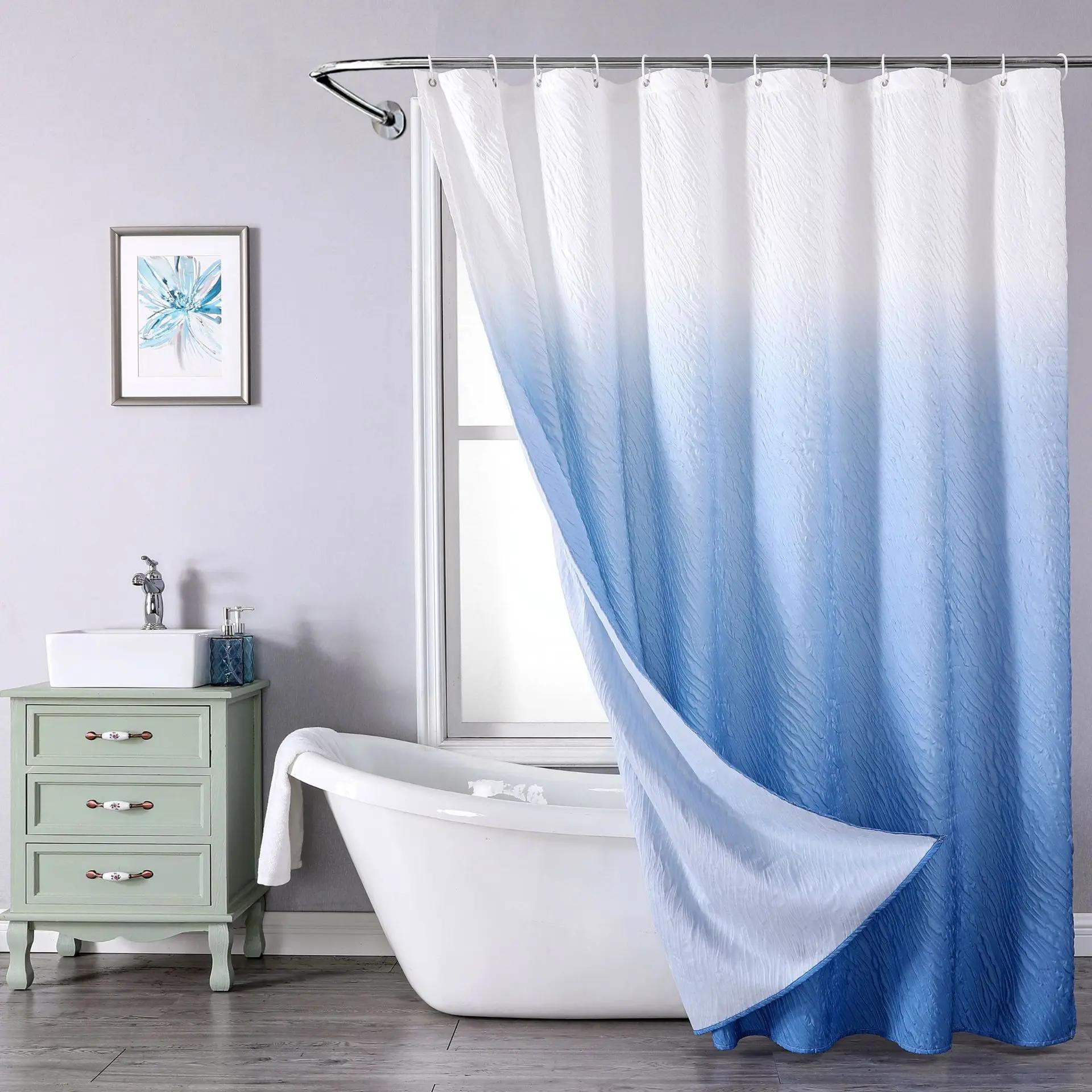 

Composite Foaming Polyester Shower Curtain Waterproof and Mildew Proof Bathroom Punch-free Partition Curtain Shower Curtain 90x180cm синій