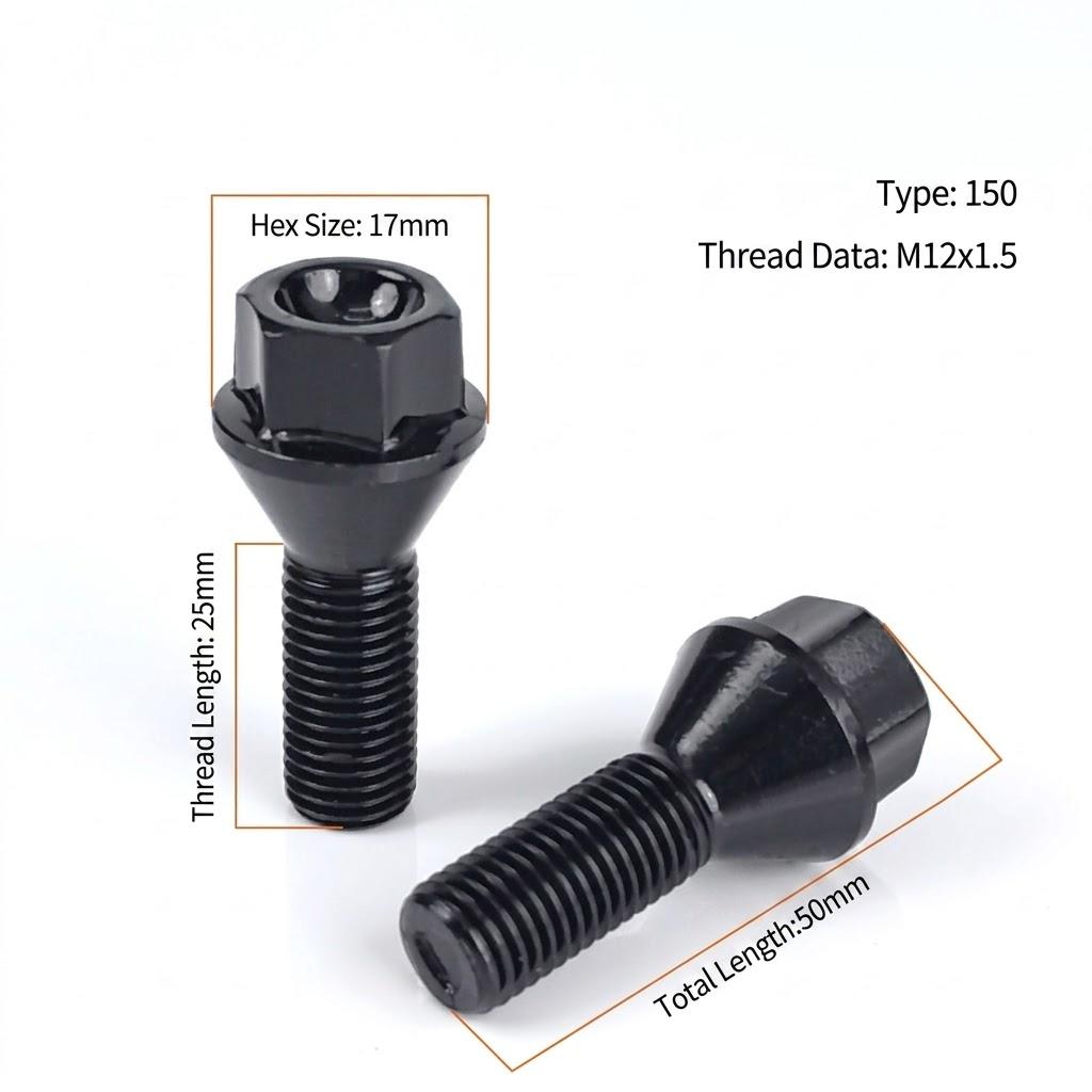 M14x1.25 M12x1.5 M14x1.5 Wheel Lug Bolts for BMW 1 3 5 7 Series X1 X3 X5 X6 MINI Car Hub Steel Screws 36136781150 36136781151
