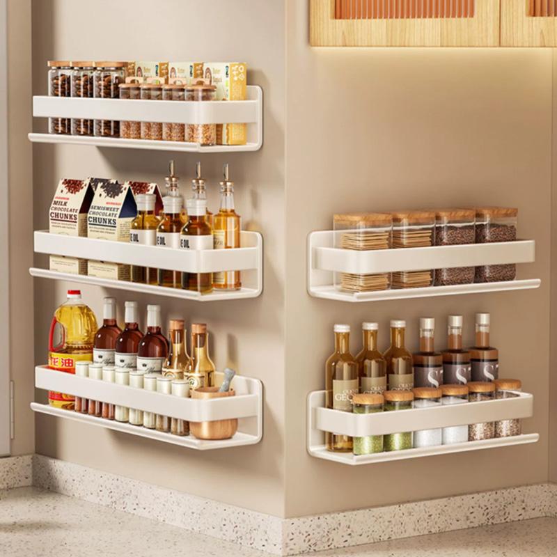 White Storage Rack For Kitchen Holder Square Metal Bath Organizer Accessorie Bathroom Shelf Shelves Wall Mounted Shampoo 811780