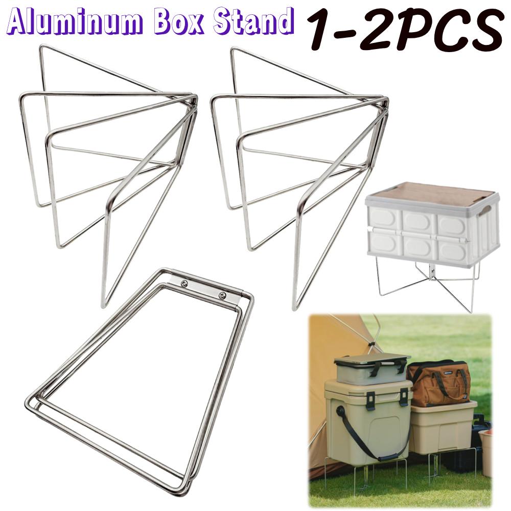 1-2PCS Organizer Box Folding Stand Stainless Steel Iron Storage Box Bracket Storage Boxes Shelves for Outdoor Picnic Fishing