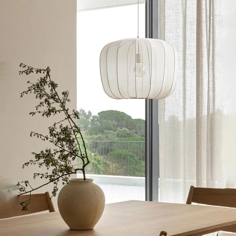 Modern Wabi Sabi Fabric Pendant Chandelier Living Dining Room Bar Led Pendant Lamp Restaurant Bedroom Hanging Light Fixture