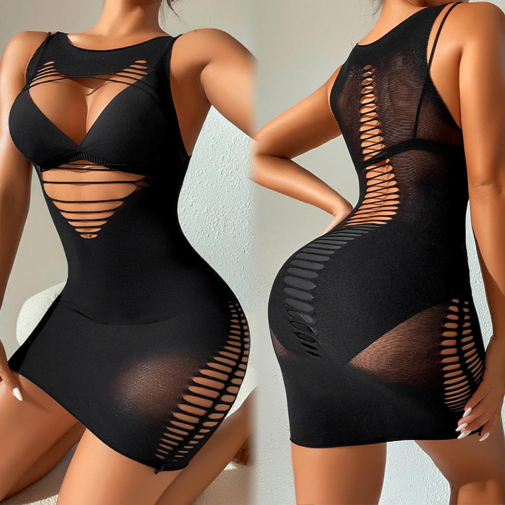 New Sexy Fishnet Long Dress Bobysuit Women Erotic Lingerie Dress Porno Babydolls Underwear Teddy Bodystockings Costumes For Sex