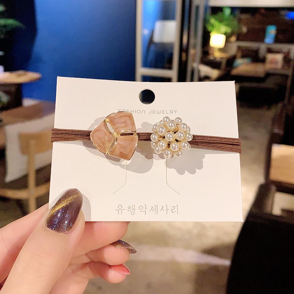 Elastic Hair Bands False Pearls Fashionable Hair Ties Ropes Hair Accessories for GirlsIvory White