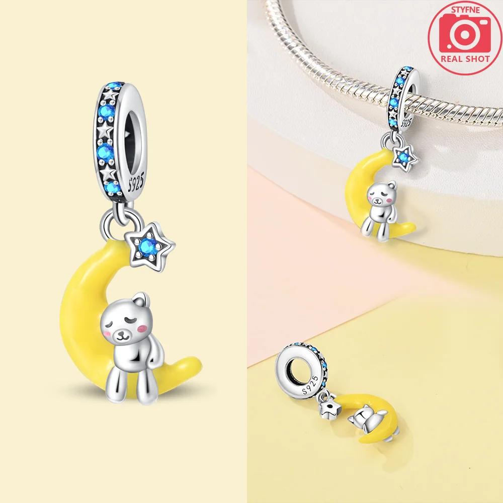 Charms New Copper Moon Bear Astronaut Colorful Luminous Series Beads Fit Pan Original Bracelets Diy Fine Jewelry