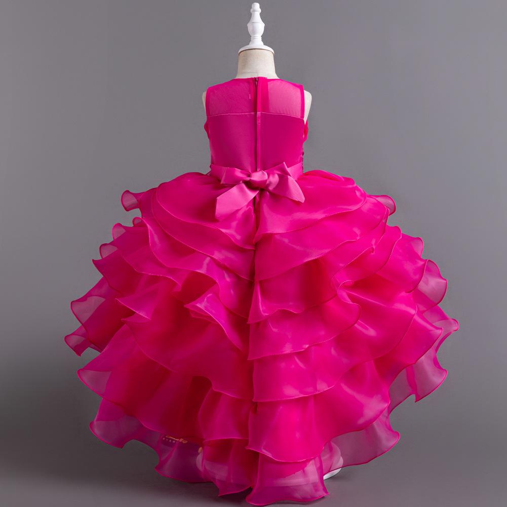 Girls Dress Flower Girl Tail Dress Organza Cake Princess Child Dress Wedding Pom Pom Dress  Little Girl's Favourite Dress Dresses
