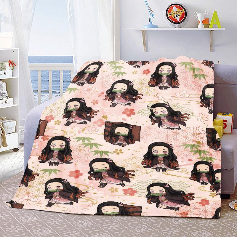 Nezuko Kamado Flannel Blanket Soft Warm Throw Lightweight Cozy Blanket for Sofa Bed Home Decoration -QJY