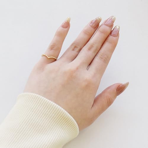 Lala Christie Women's Pinky Ring, Silver 925 and Yellow Gold, V Design with Cubic Zirconia, Size 3