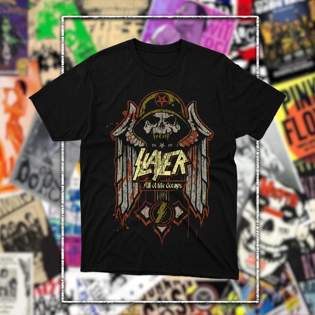 

Slayer Band graphic Vintage Unisex T Shirt Unisex Cotton Short Sleeve Y2k Oversized Tee Women Popular Tops Thrash Metal Skulls Logo S