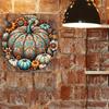 Pumpkin and Floral Design Wall Art - 8X8 Inch Round Iron Metal Sign - Perfect for Home, Farmhouse, Porch, Bedroom