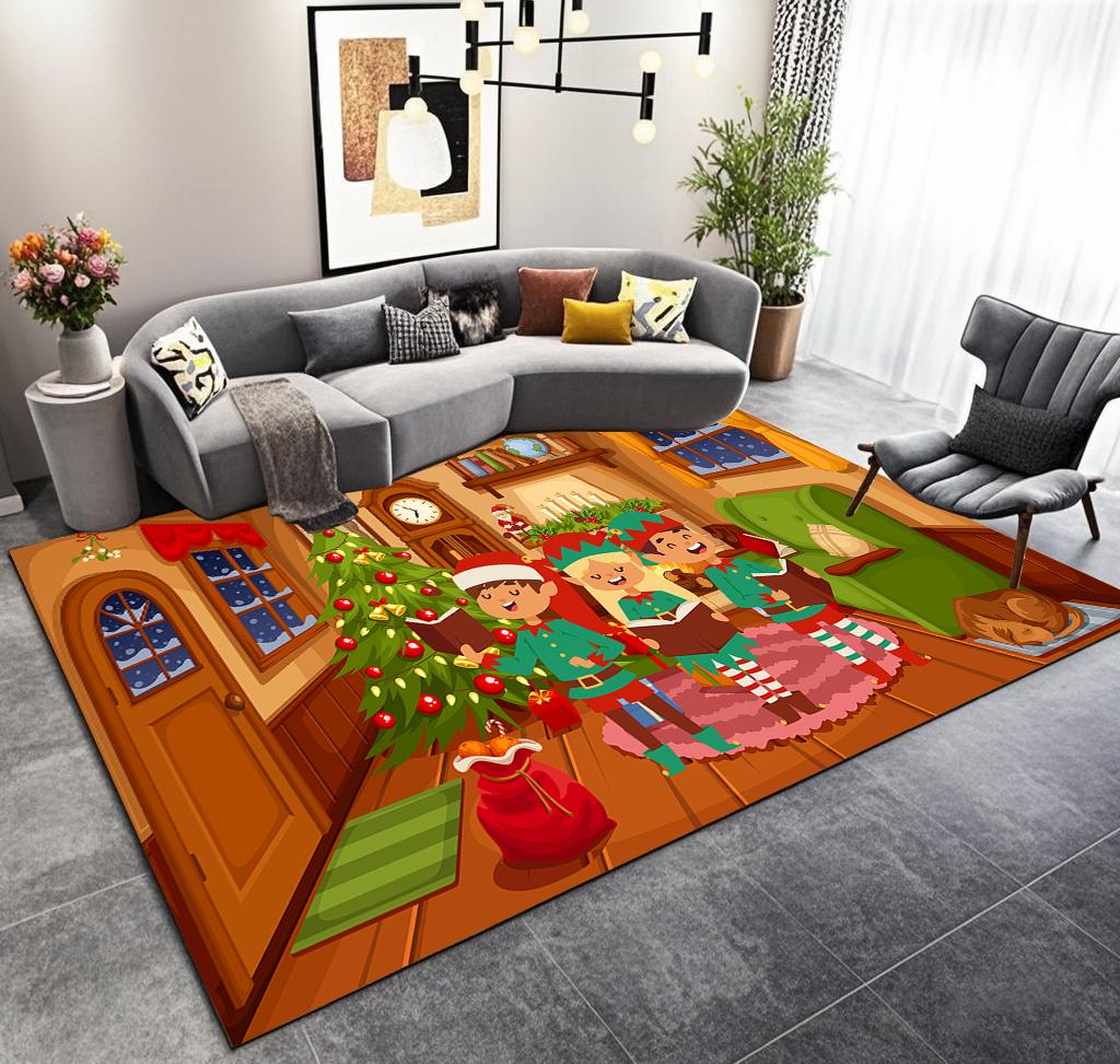 Christmas Large Area Non-slip Luxury Live Room Rug Warm Soft Room Decor Bedroom Carpet Washable Coffee Tables Mat Customizable