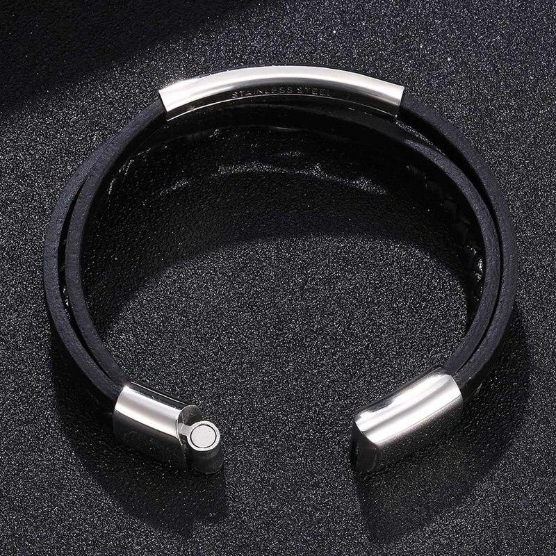 Módní nerezový přívěsek pánský náramek magnetické zapínání vícevrstvé kožené omotávky punk rockové náramky pánské šperky BB1062