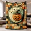 2026 New Flannel Throw Blanket, Soft And Cozy with a Design Featuring Crescent Moons, Pumpkin Patches, Bats, Ghosts, And Stars. Perfect for All Season