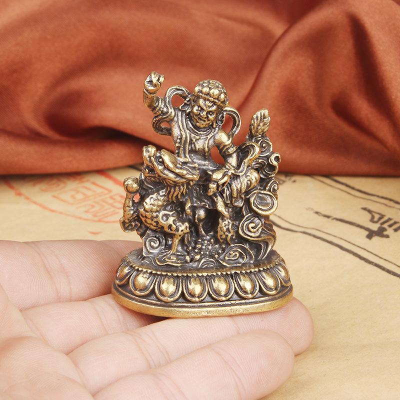 Vintage Brass White Of Desktop Ornament Buddha Statue Five-Way God Of Wealth Tibetan Style Bronze Sculpture C