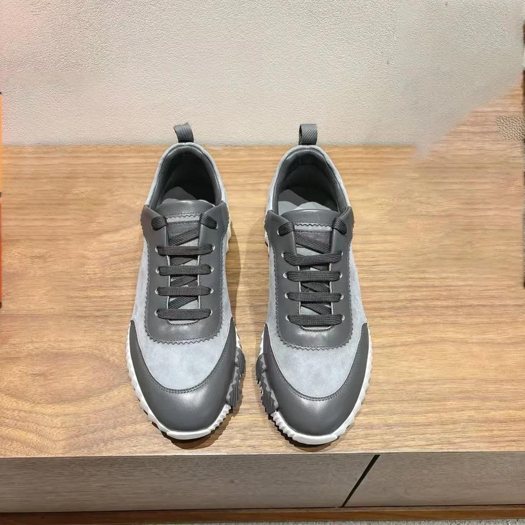 Leather Casual Men's and Women's Shoes with Laces, Mesh Surface, Breathable, Suitable for Running and Exercising, Lightweight