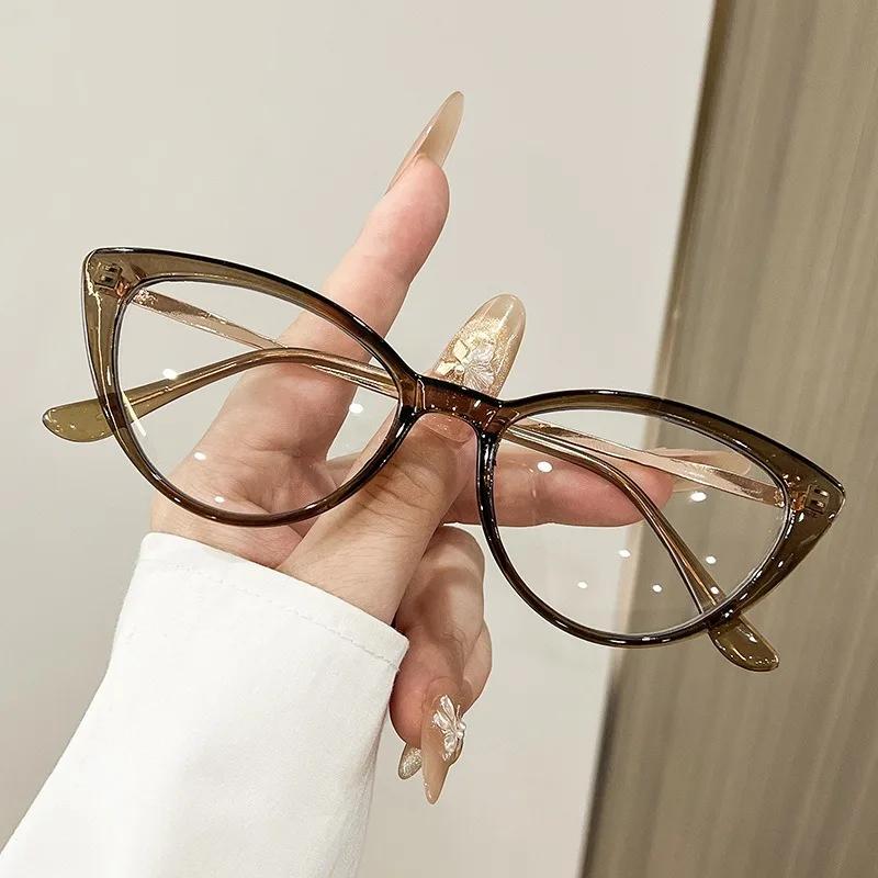 3Pcs Anti Radiation Eyeglass Cat Eye Blue Light Blocking Glasses Replaceable Lenses Trendy Vintage Fashion Eyewear