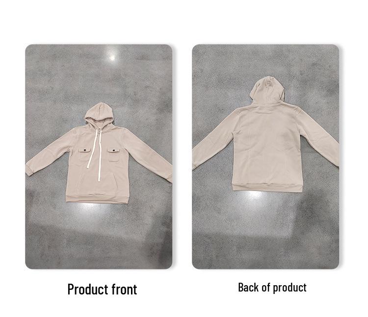 Men's American Style Heavyweight Plus Velvet Hooded Outdoor Workwear Sweatshirt - Multi-Pocket, Long Sleeve, Autumn/Winter Warmth