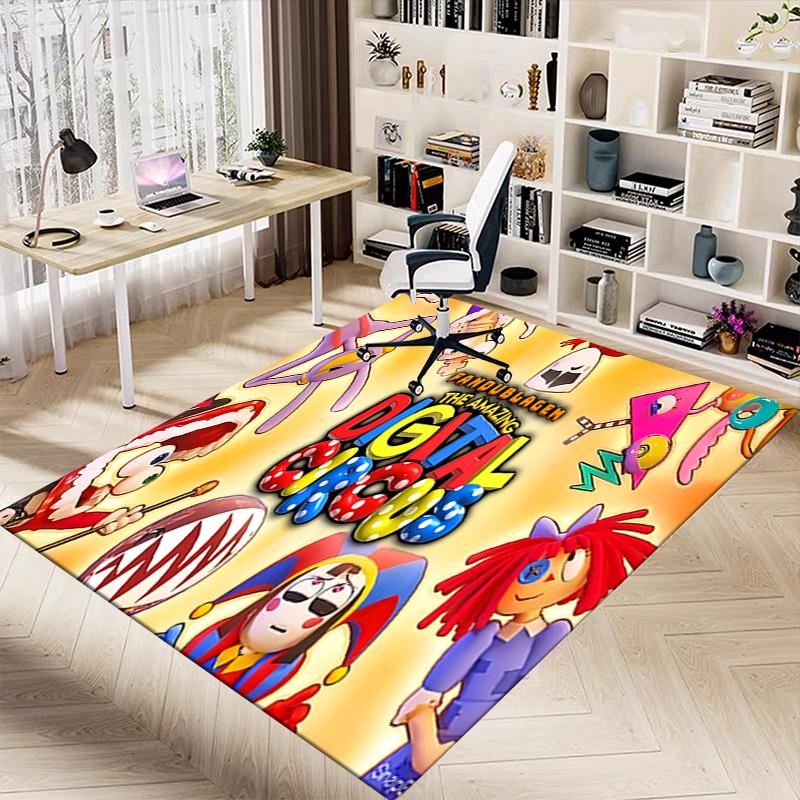 Digital Circus Adventure Carpet For Playroom Bedroom Living Room Sofa Home Decorkids Game Area Rug Nonslip Floor Mat