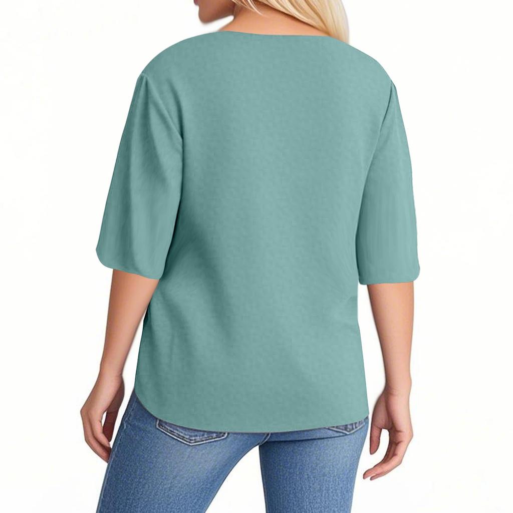 Fashion Ladies Casual V-neck Short Sleeve Regular Pullover Women's Tops T-shirt