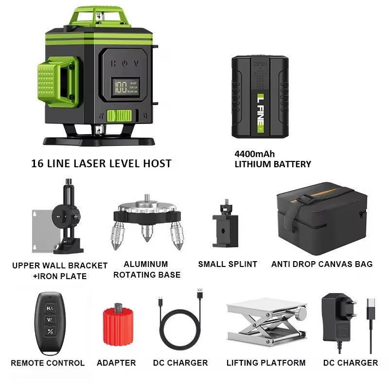 LFINE 4D 16 Lines Professional Laser Level 360°Self-leveling Laser Levels withTripod and Suitcase Professional Nivel Laser