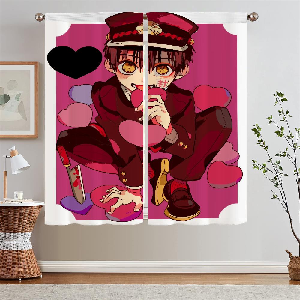 Hanako Kun Verdunkelungsvorhang Raffhalter Schlafzimmervorhänge 2 Stück Luxus Wohnzimmervorhänge für Kamera Locken Jalousie Jalousien Küche