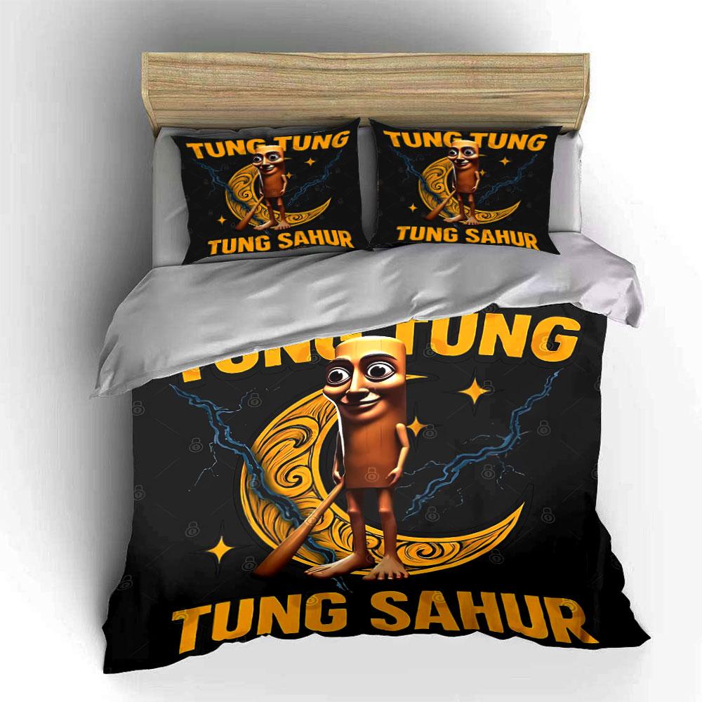 Funny Moonlight Cartoon Decor Set Soft Comfortable Duvet Cover Bedding Set Included 1*Duvet Cover & 2*Pillowcases, Gift