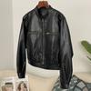 OFTBUY Femei Jachetă Scurtă Largă Vintage din Piele Sintetică PU Buzunare Jachetă de Motocicletă Femei Fermoar Retro Moto Biker Palton Îmbrăcăminte Exterioară Topuri