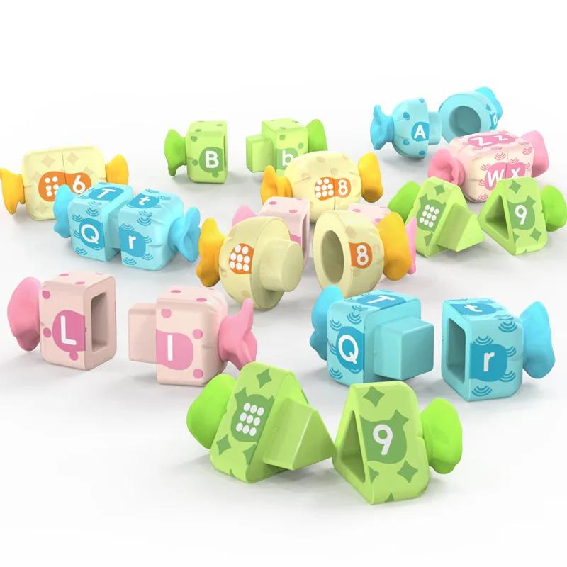 Giocattolo Educativo Montessori a Forma di Caramella Giochi Creativi di Abbinamento Colori per Bambini Imparare Numeri Lettere Cognitivo Giocattoli Parish