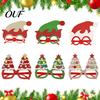 Holiday Photo Booth Props Christmas Glasses, Glitter Party Glasses Frames, Novelty Elf Snowman Santa Claus Cute Event Souvenirs Reindeer Eyeglasses